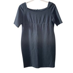 TALBOTS Black Sheath Knee Length Rayon Blend Knit Dress Women’s Size 16 NEW